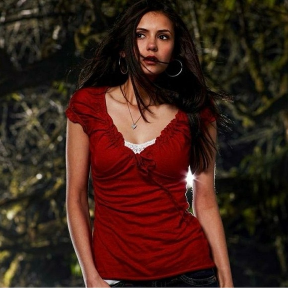 ISO Elena Gilbert Velvet Brand Peasant Top Tops